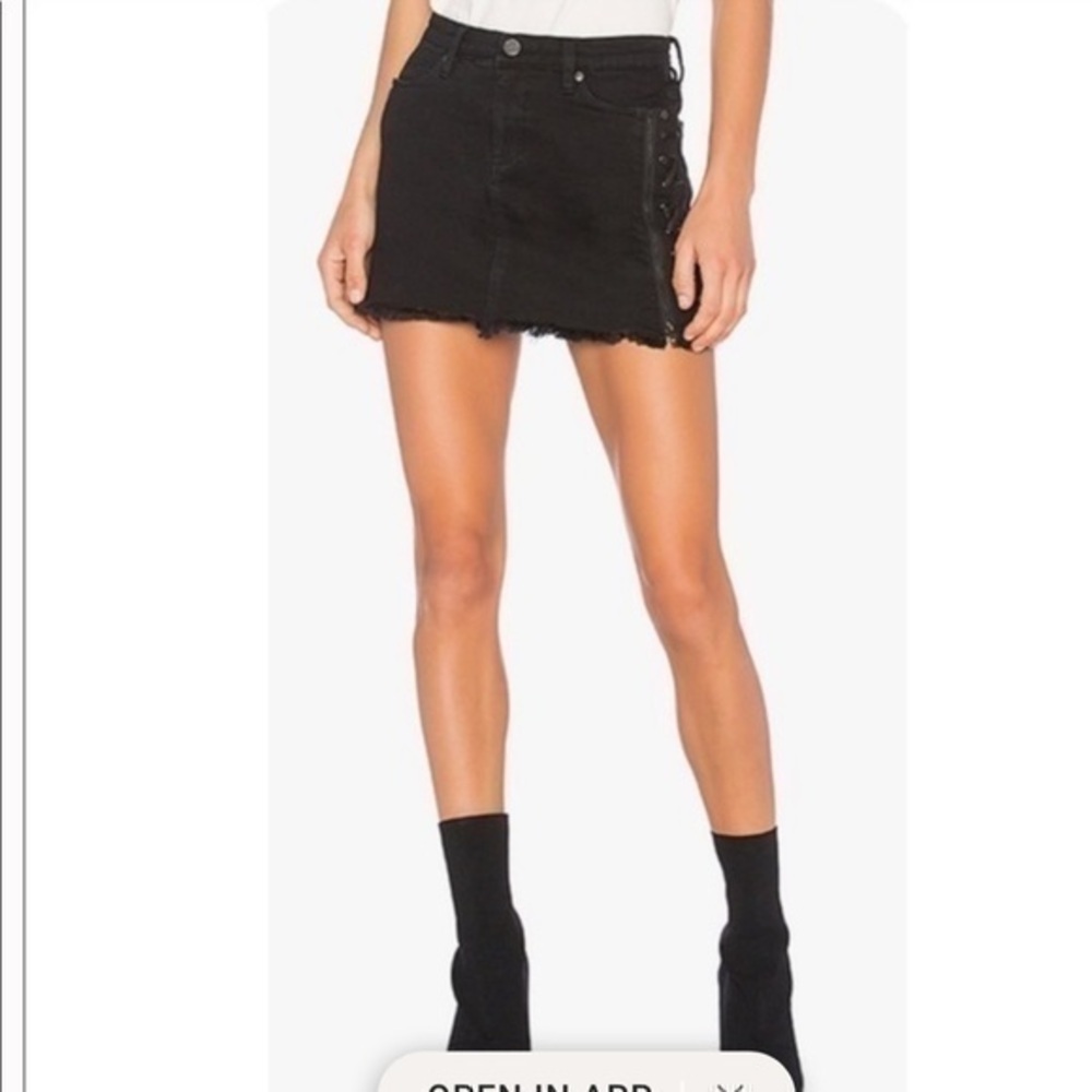 Blank NYC Lace Up Denim Jean  Mini Skirt